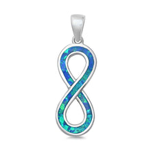 Load image into Gallery viewer, Sterling Silver Blue Lab Opal Infinity Pendant