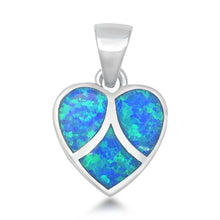 Load image into Gallery viewer, Sterling Silver Blue Lab Opal Heart Pendant