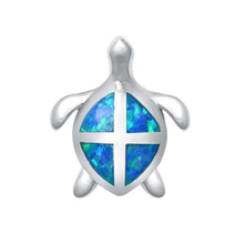 Load image into Gallery viewer, Sterling Silver Blue Lab Opal Turtle Pendant