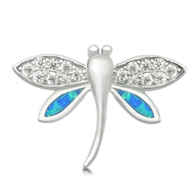 Load image into Gallery viewer, Sterling Silver Blue Lab Opal Firefly Pendant