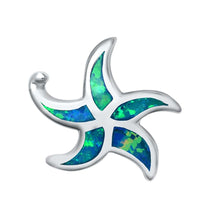 Load image into Gallery viewer, Sterling Silver Blue Lab Opal Starfish Pendant