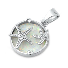 Load image into Gallery viewer, Sterling Silver White Lab Opal Starfish Shaped Pendant