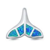 Sterling Silver Blue Lab Opal Whale Tail Shaped Pendant