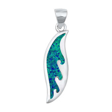 Load image into Gallery viewer, Sterling Silver Blue Lab Opal Wave Surfboard Pendant