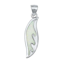 Load image into Gallery viewer, Sterling Silver White Lab Opal Wave Surfboard Pendant