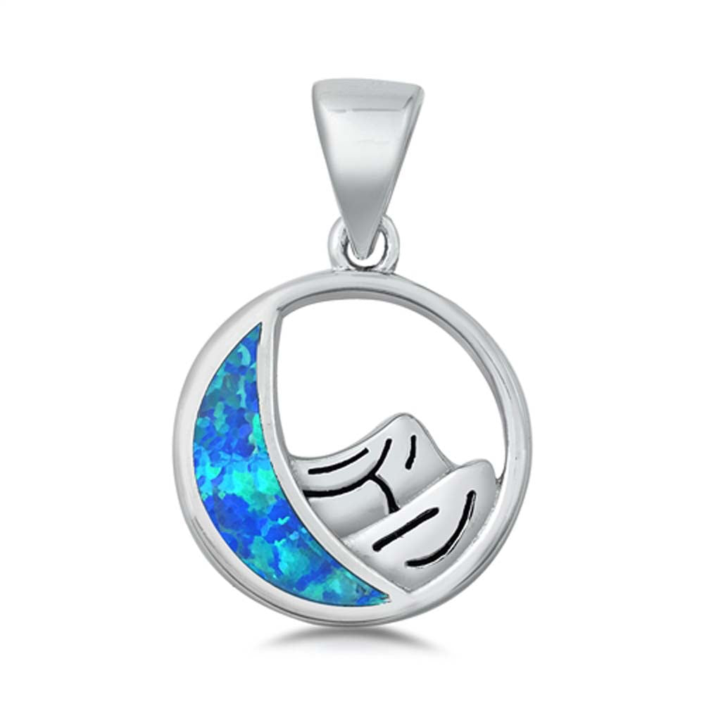 Sterling Silver Mountains Blue Lab Opal Pendant