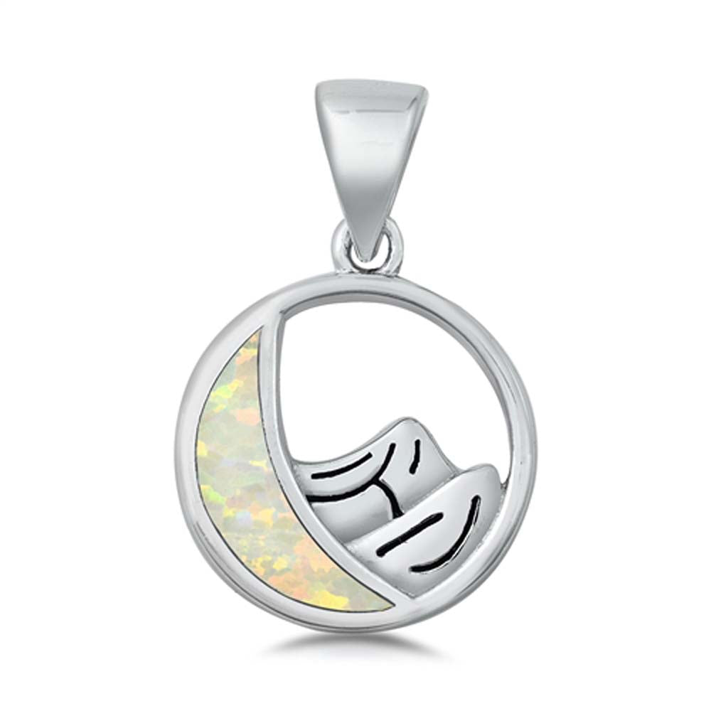 Sterling Silver Mountains White Lab Opal Pendant