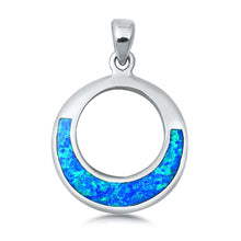 Load image into Gallery viewer, Sterling Silver Blue Lab Opal Aztec Pendant
