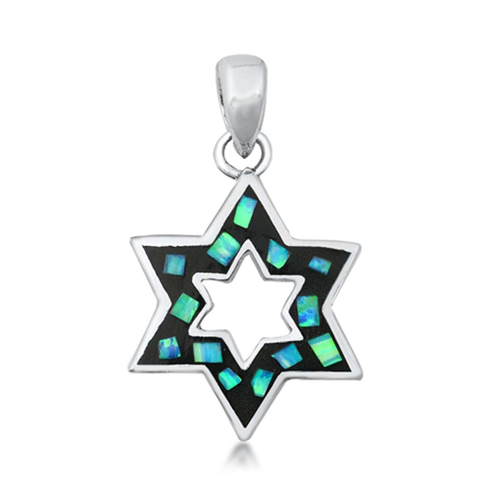 Sterling Silver Blue Lab Opal Star Pendant