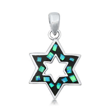 Load image into Gallery viewer, Sterling Silver Blue Lab Opal Star Pendant