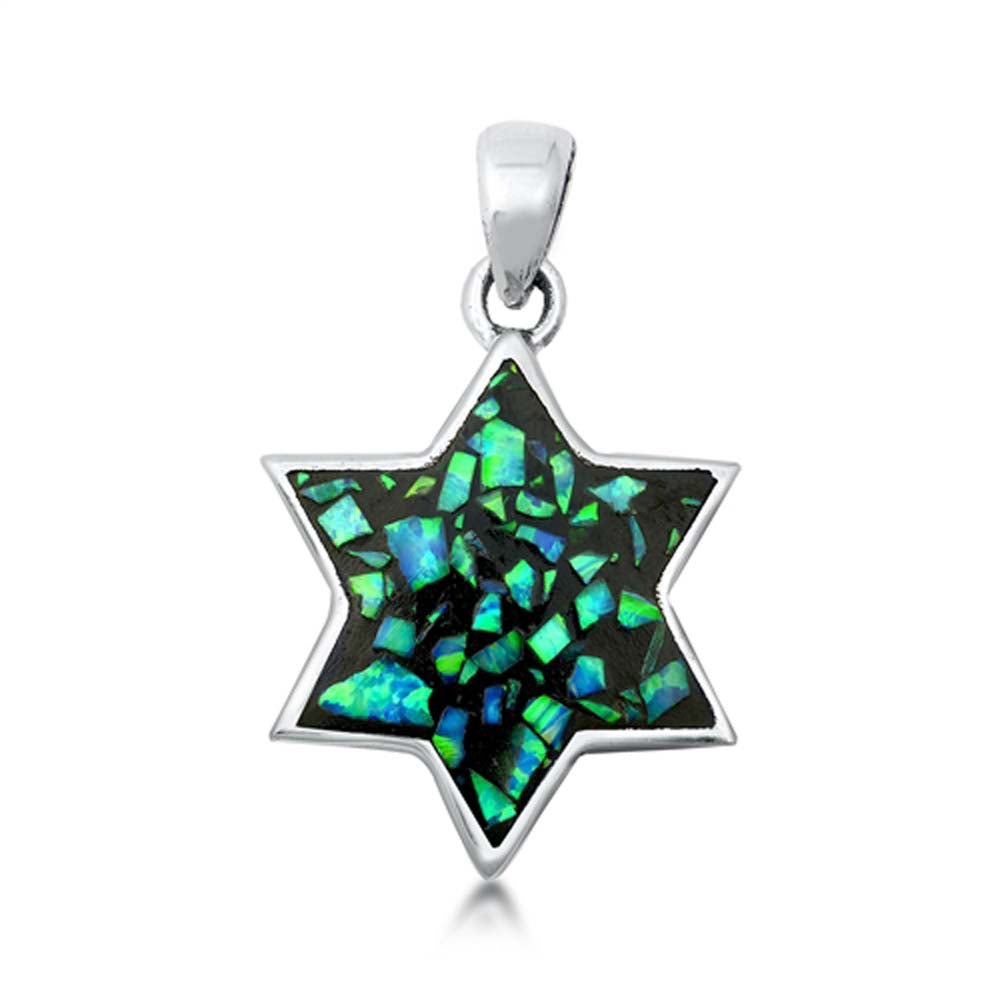 Sterling Silver Blue Lab Opal Star Pendant