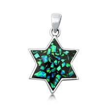 Load image into Gallery viewer, Sterling Silver Blue Lab Opal Star Pendant