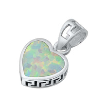 Load image into Gallery viewer, Sterling Silver White Lab Opal Heart Pendant