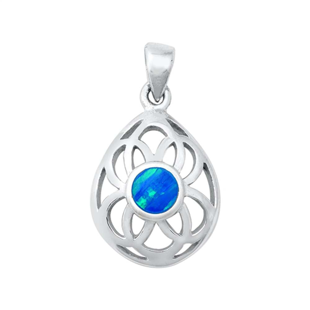 Sterling Silver Blue Lab Opal Pendant