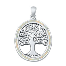 Load image into Gallery viewer, Sterling Silver White Lab Opal Tree of Life Pendant