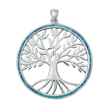 Load image into Gallery viewer, Sterling Silver Blue Lab Opal Tree with Roots Pendant