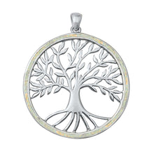 Load image into Gallery viewer, Sterling Silver White Lab Opal Tree with Roots Pendant