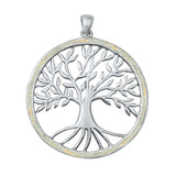 Sterling Silver White Lab Opal Tree with Roots Pendant