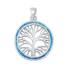 Load image into Gallery viewer, Sterling Silver Blue Lab Opal Tree Roots Pendant