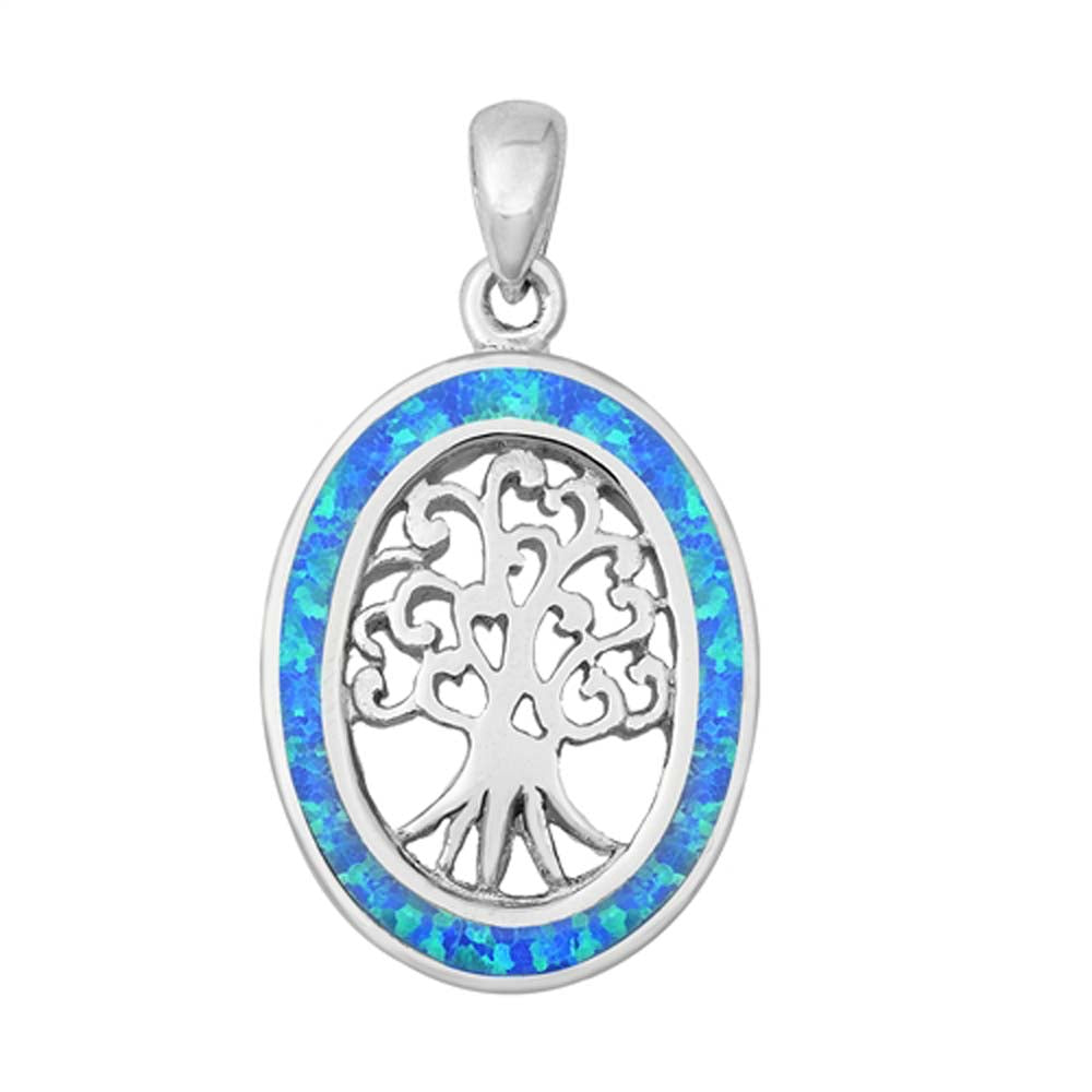 Sterling Silver Blue Lab Opal Pendant