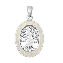 Load image into Gallery viewer, Sterling Silver White Lab Opal Pendant