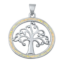 Load image into Gallery viewer, Sterling Silver Blue Lab Opal Tree of Life Pendant