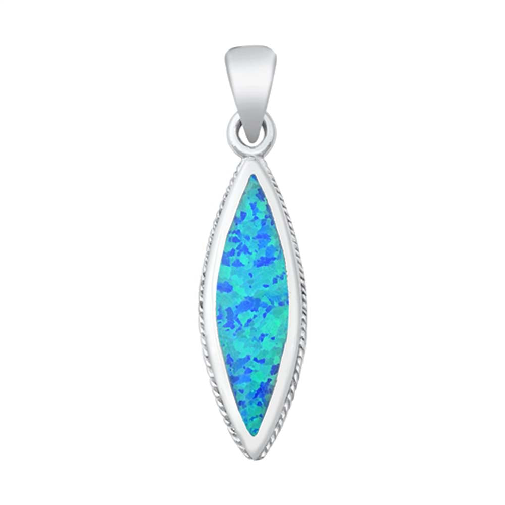 Sterling Silver Blue Lab Opal Marquise Pendant