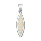 Sterling Silver White Lab Opal Marquise Pendant