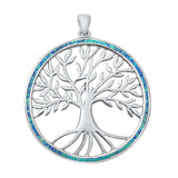 Sterling Silver Blue Lab Opal Tree of Life with Roots Pendant