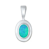 Sterling Silver Blue Lab Opal Oval Pendant