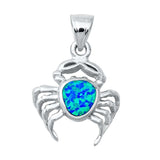 Sterling Silver Blue Lab Opal Crab Pendant