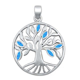 Sterling Silver Tree of Life Blue Lab Opal Pendant