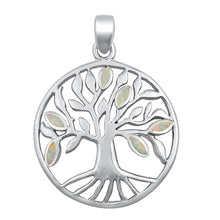 Load image into Gallery viewer, Sterling Silver Tree of Life White Lab Opal Pendant