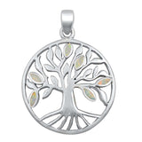 Sterling Silver Tree of Life White Lab Opal Pendant