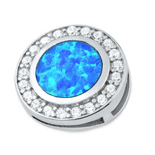 Load image into Gallery viewer, Sterling Silver Blue Lab Opal and Clear CZ Pendant