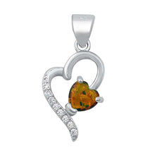 Load image into Gallery viewer, Sterling Silver Heart Black Lab Opal and Clear CZ Pendant