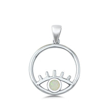 Load image into Gallery viewer, Sterling Silver All Seeing Eye White Lab Opal Pendant - silverdepot