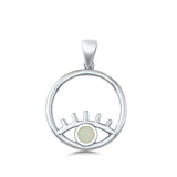 Sterling Silver All Seeing Eye White Lab Opal Pendant