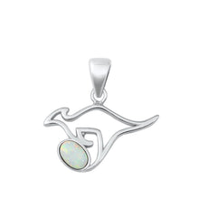 Load image into Gallery viewer, Sterling Silver Kangaroo White Lab Opal Pendant - silverdepot