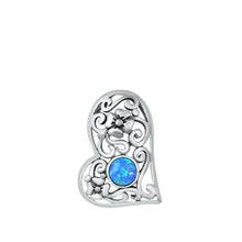 Load image into Gallery viewer, Sterling Silver Heart Blue Lab Opal Pendant - silverdepot