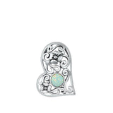 Sterling Silver Heart White Lab Opal Pendant