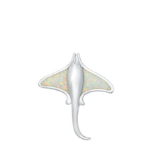 Load image into Gallery viewer, Sterling Silver Manta Ray White Lab Opal Pendant - silverdepot