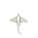 Sterling Silver Manta Ray White Lab Opal Pendant