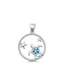 Load image into Gallery viewer, Sterling Silver Turtle and Starfish Blue Lab Opal Pendant - silverdepot