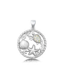 Load image into Gallery viewer, Sterling Silver Sea Life White Lab Opal Pendant - silverdepot