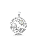 Sterling Silver Sea Life White Lab Opal Pendant