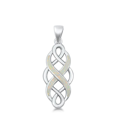 Sterling Silver White Lab Opal Pendant - silverdepot