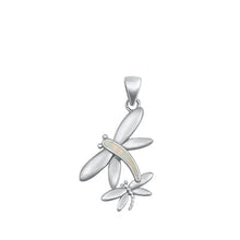 Load image into Gallery viewer, Sterling Silver Dragonfly White Lab Opal Pendant