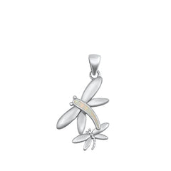 Sterling Silver Dragonfly White Lab Opal Pendant