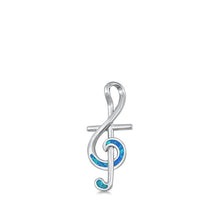 Load image into Gallery viewer, Sterling Silver Music Note and Cross Blue Lab Opal Pendant